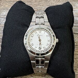 Fossil Blue AM-3382 Stainless Steel Watch – Crystal Bezel – 100M